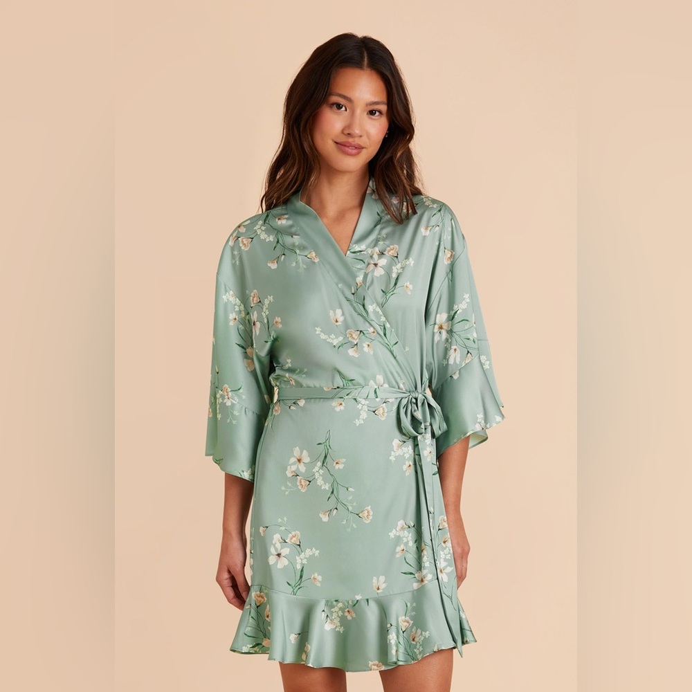 Birdy Grey Kenny Ruffle Tie-Close Robe Sage Le Fleur Bridesmaid Dressing Gown